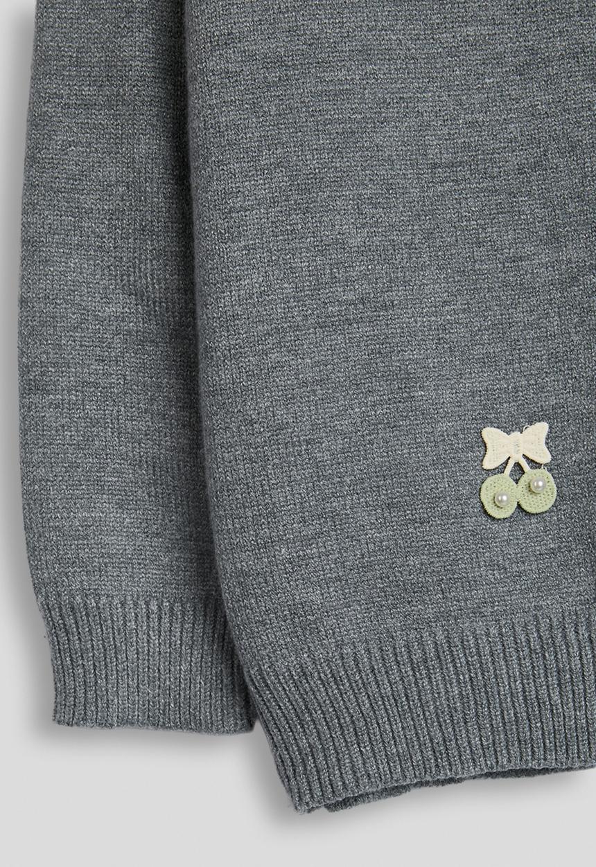 Pop Candy - Cherry applique cardigan - grey
