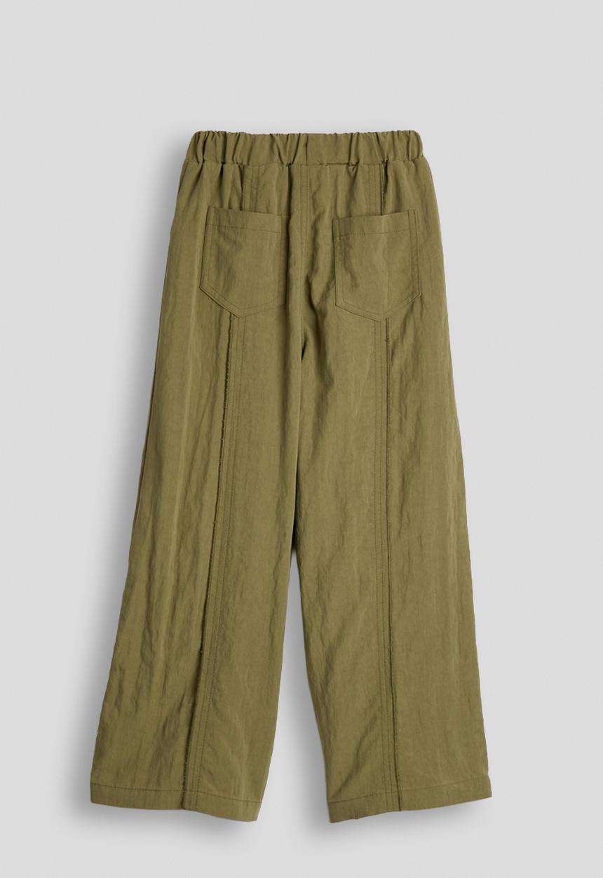 Pop Candy - Taslon seam-detailed wide leg pants - khaki green