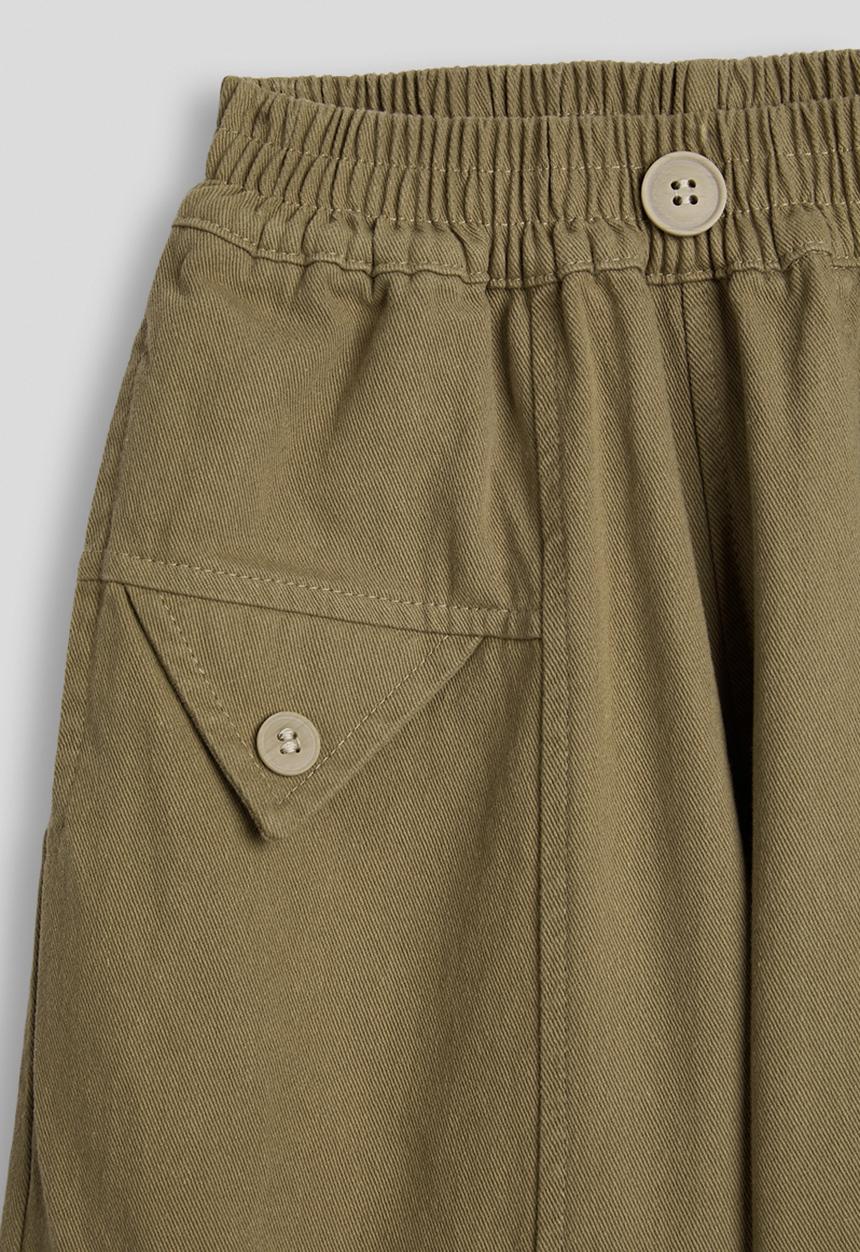 Pop Candy - Twill barrel pants with asymmetrical stylized pockets - khaki
