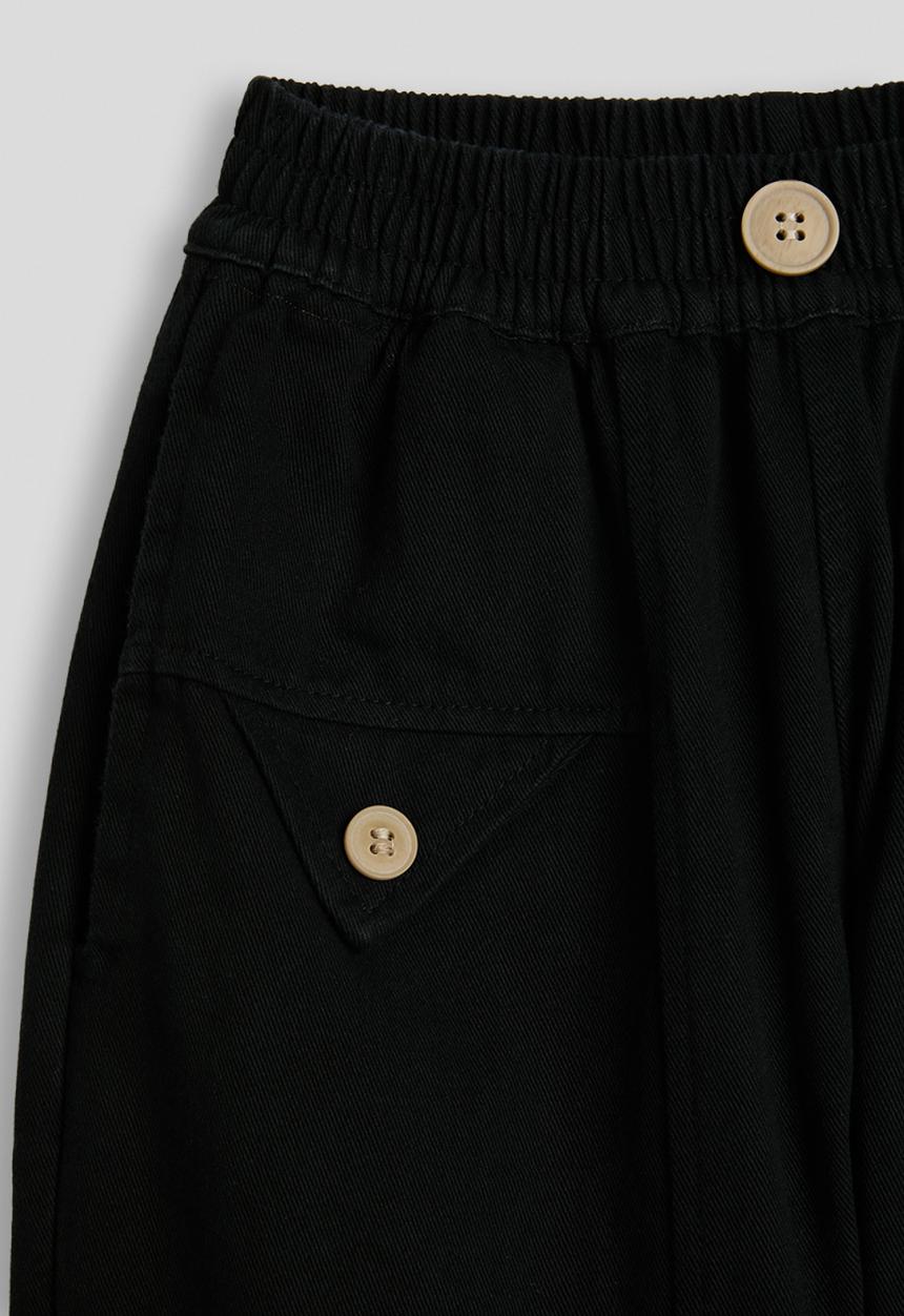 Pop Candy - Twill barrel pants with asymmetrical stylized pockets - black
