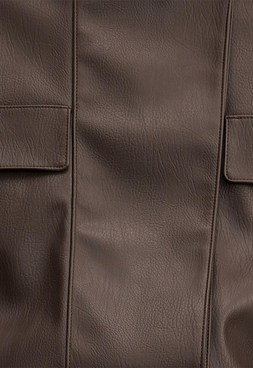 Forever New - Angela Oversized Pu Bomber Jacket in Chocolate