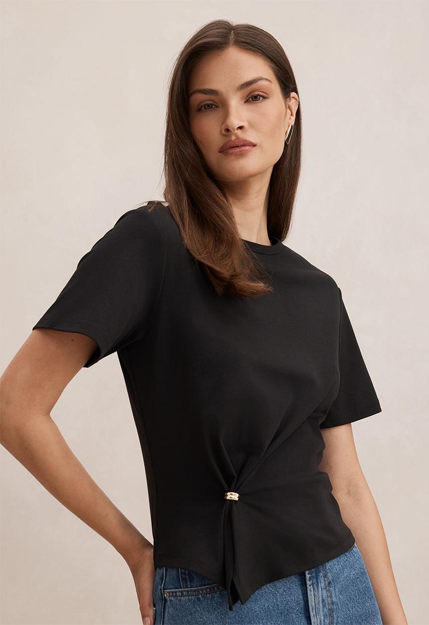 Forever New - Lani hardware detail T-shirt in black