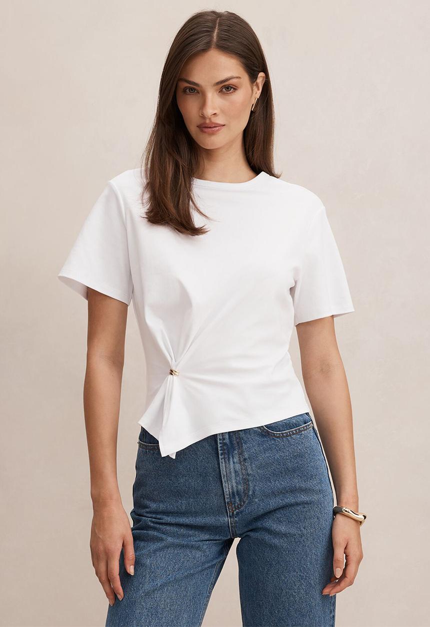 Forever New - Lani hardware detail T-shirt in porcelain