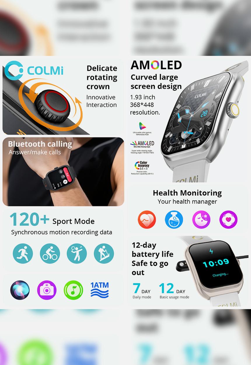 Colmi - COLMI P86 Smart Watch Two-color Strap Bands P86-SSP - Grey & Pink