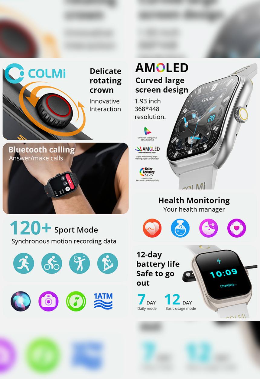 Colmi - COLMI P86 Smart Watch Two-color Strap Bands P86-SB - Black & Orange