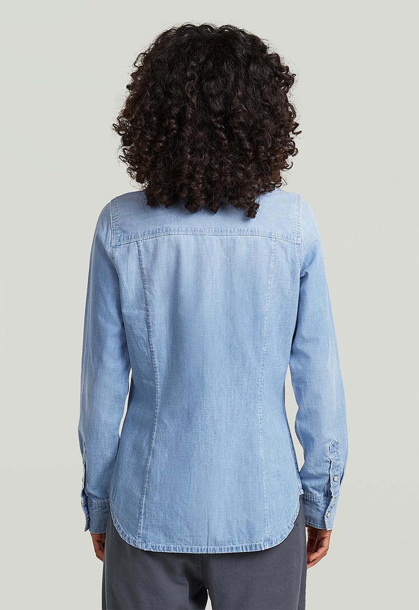 G-STAR - Slim western shirt l\s wmn - sun faded feather blue