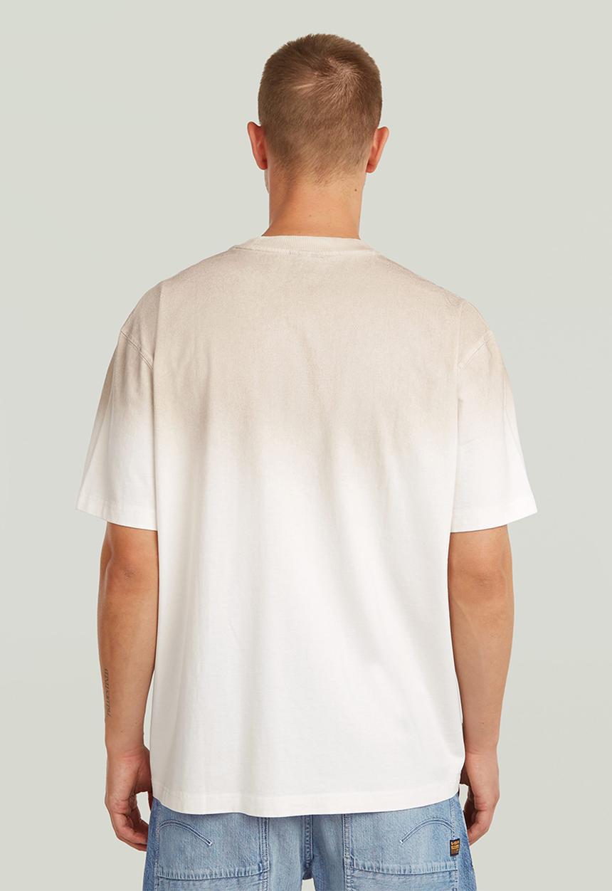 G-STAR - Sprayed Relaxed Logo R T - Milk/Dk Brick Spray
