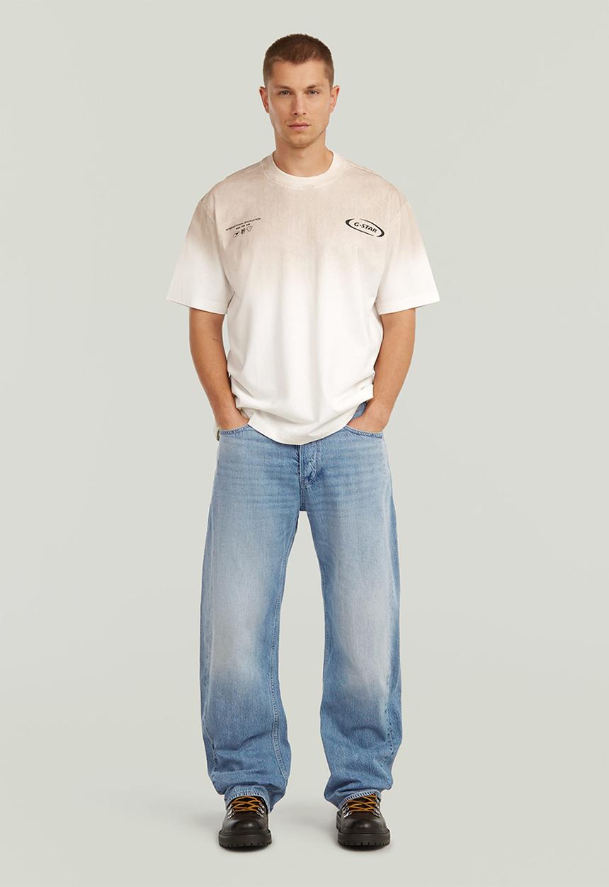 G-STAR - Sprayed Relaxed Logo R T - Milk/Dk Brick Spray