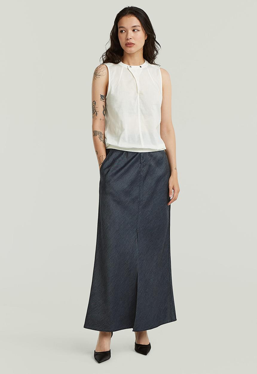 G-STAR - Midi indigo skirt wmn - rinsed