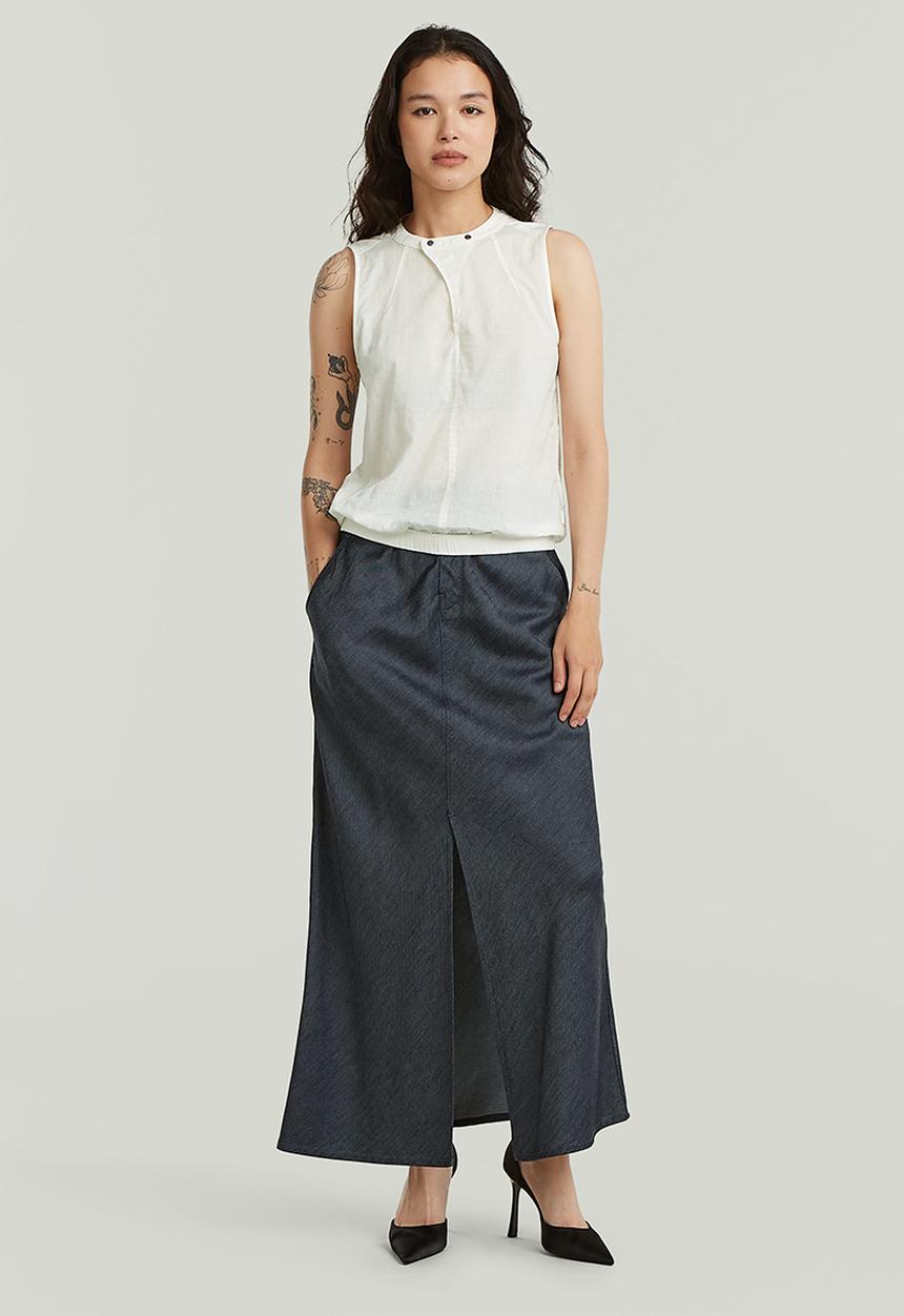 G-STAR - Midi indigo skirt wmn - rinsed