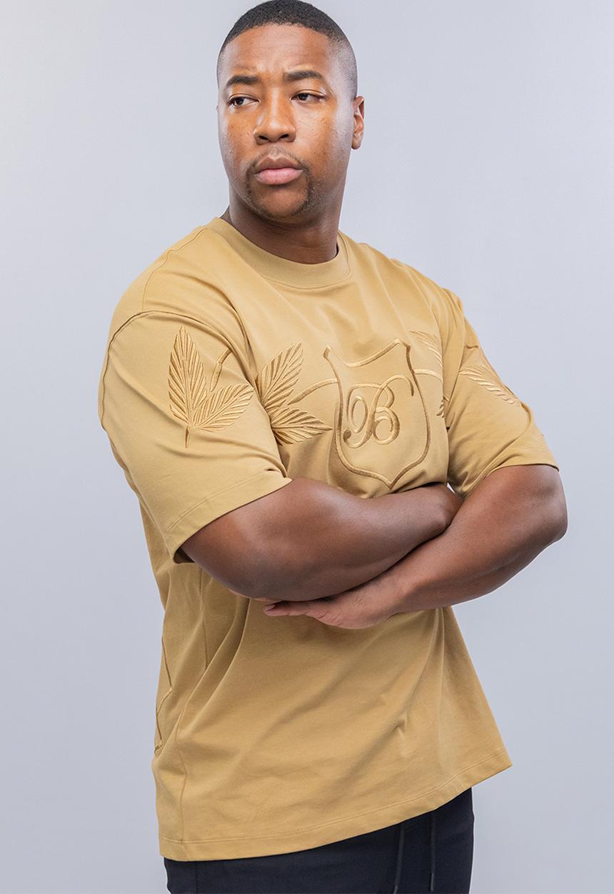 Bogart Man - Bogart laurel crest oversized tee - camel
