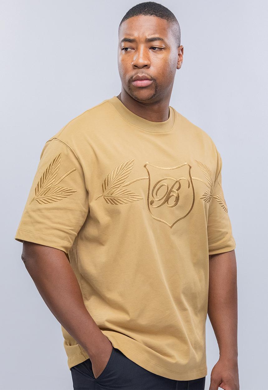 Bogart Man - Bogart laurel crest oversized tee - camel