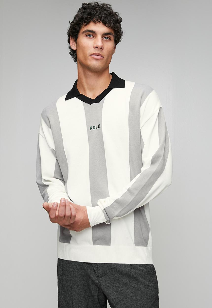 second layer ニットポロ Moroka Sport Ls Polo Knit Top - Off White