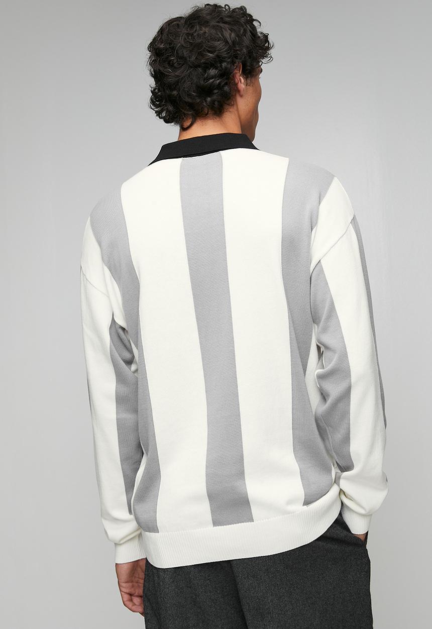 POLO - Moroka Sport Long Sleeve Polo Knit Top - Off White