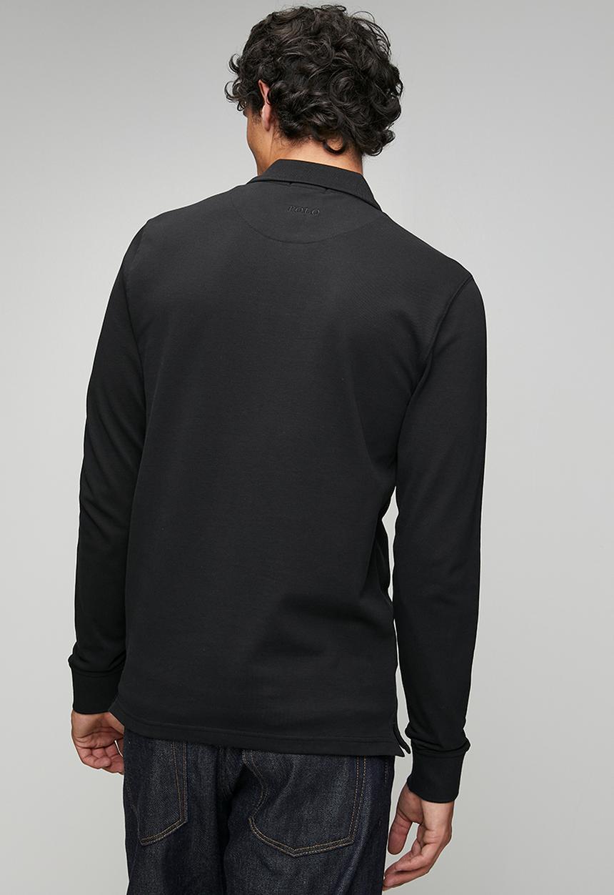 POLO - Long Sleeve Carter Essential Pique Golfer - Black