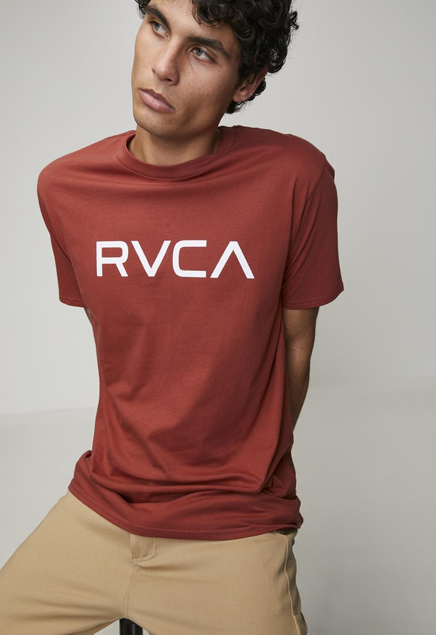 RVCA - Big Rvca Short sleeve Red Stitch - Dusty Red & White Logo