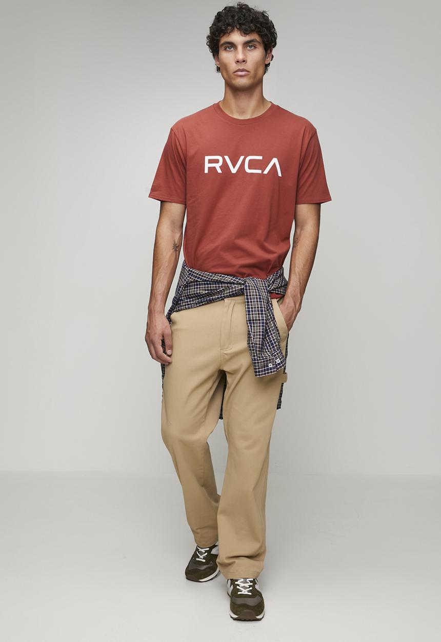 RVCA - Big Rvca Short sleeve Red Stitch - Dusty Red & White Logo