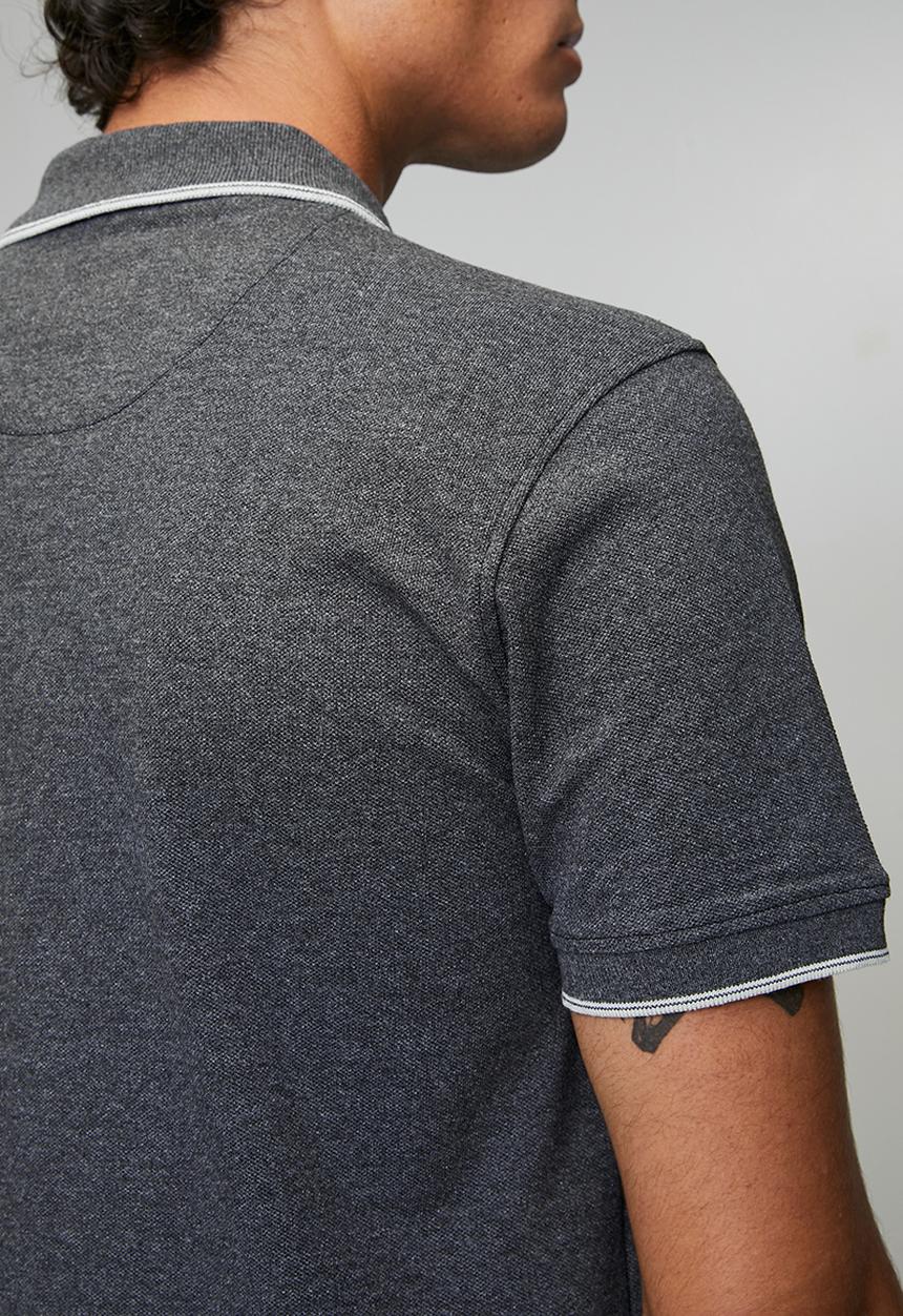 POLO - Axton Tipped Melange Short Sleeve Golfer - Charcoal Melange