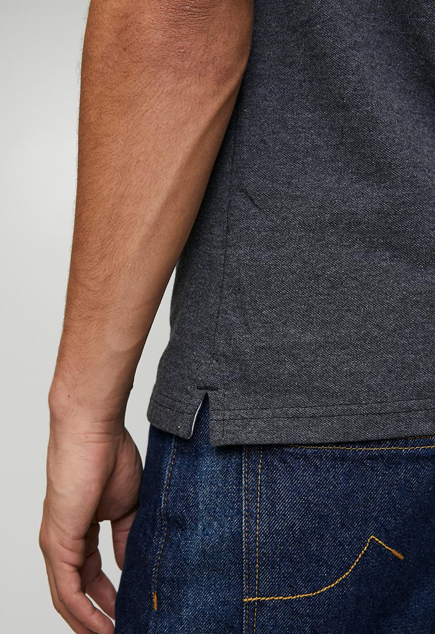 POLO - Axton Tipped Melange Short Sleeve Golfer - Charcoal Melange