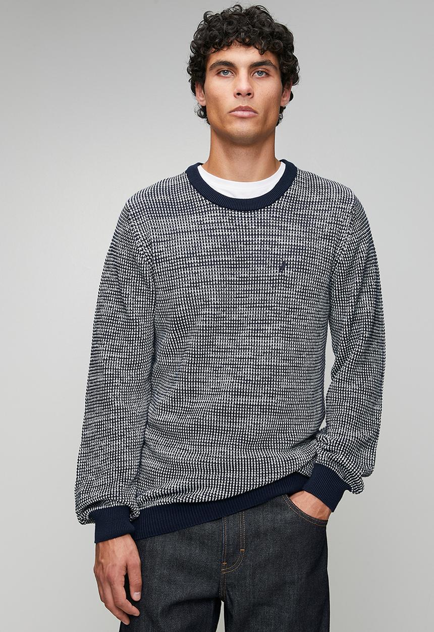 POLO - Atticus Ls Textured Crew Longs  Knitwear - Navy