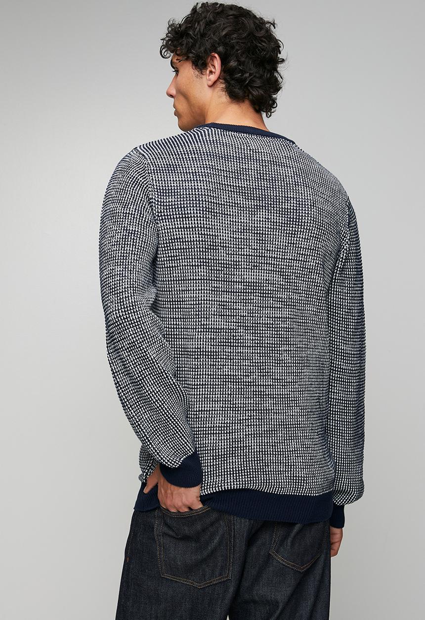 POLO - Atticus Ls Textured Crew Longs  Knitwear - Navy
