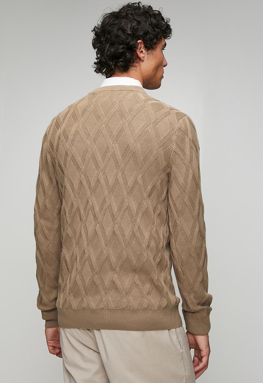 POLO -  Textured Argyle Luxx Knitwear  - Brown