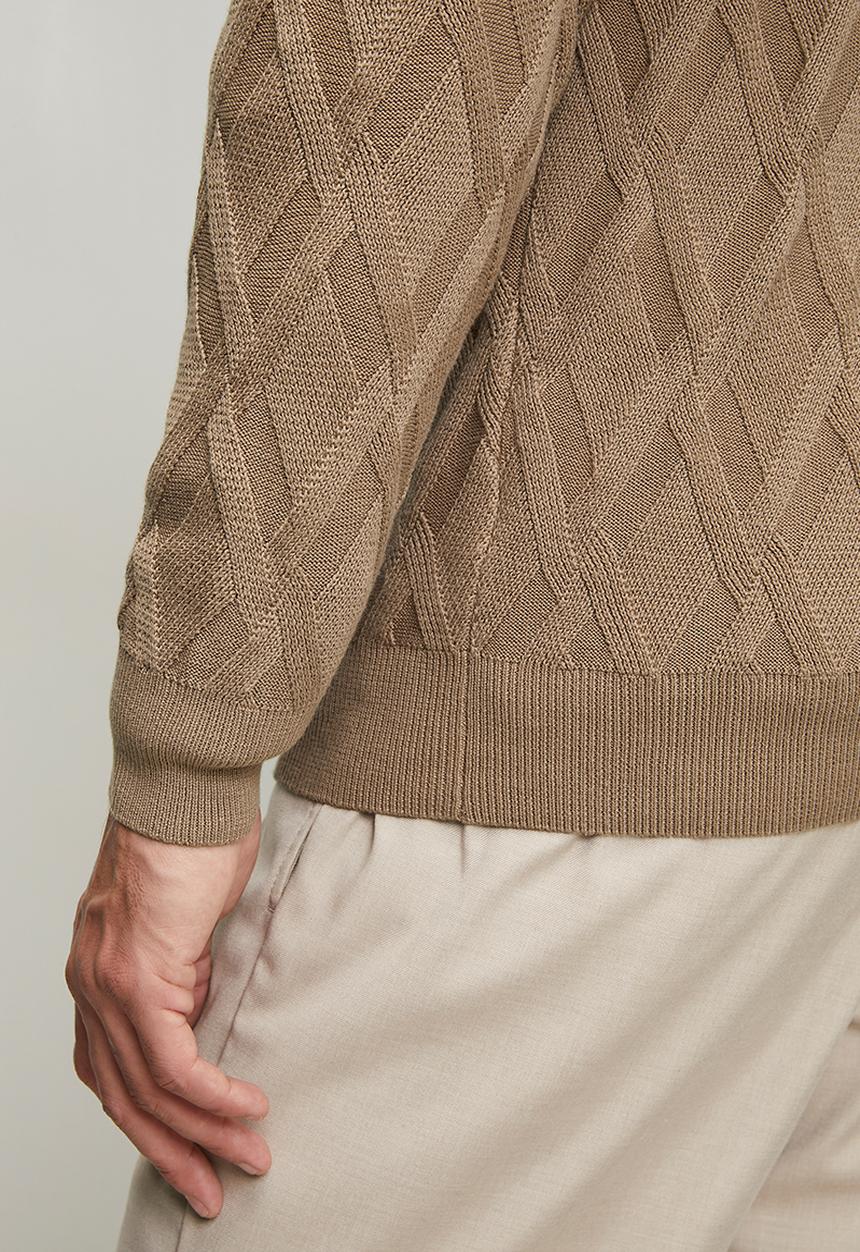 POLO -  Textured Argyle Luxx Knitwear  - Brown