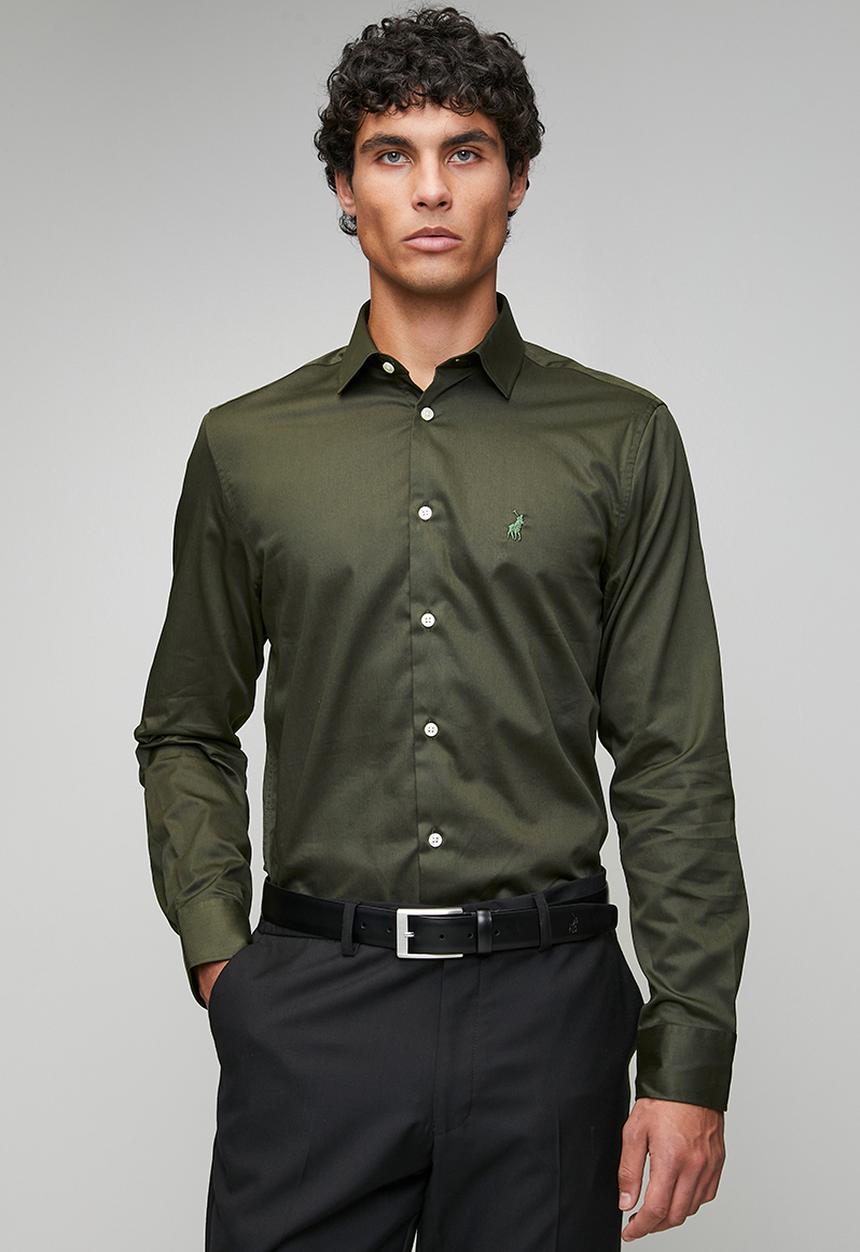 POLO - Greig  Essential Sateen Long Sleeve Shirt - Green