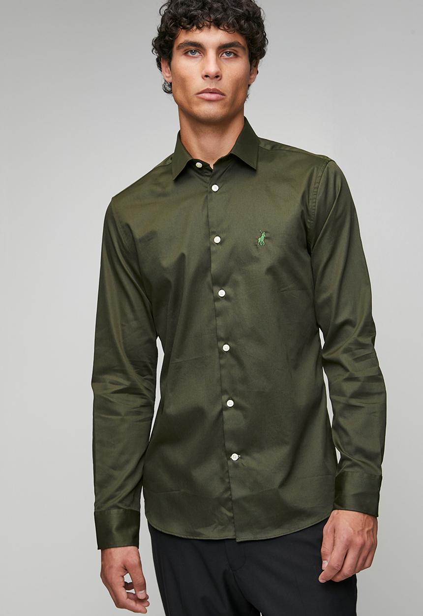 POLO - Greig  Essential Sateen Long Sleeve Shirt - Green