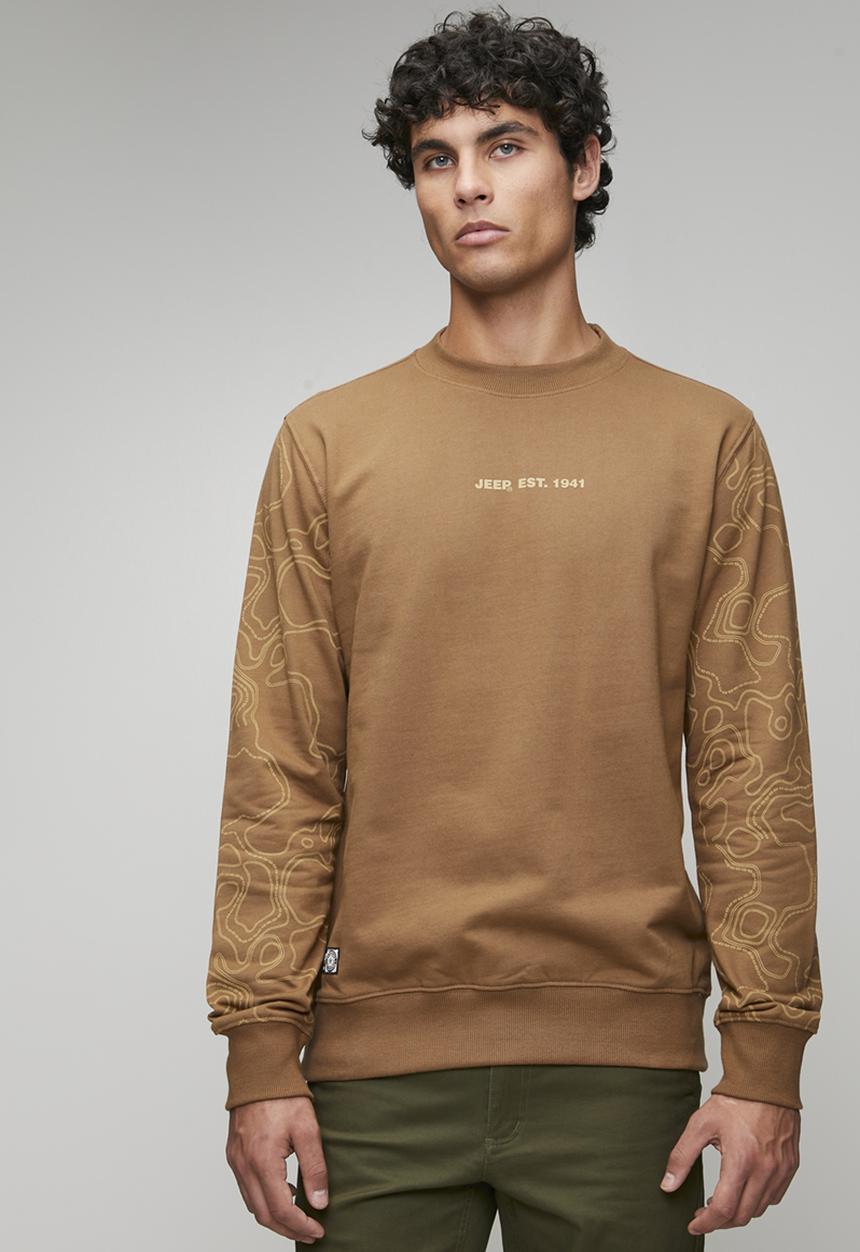 JEEP - Fleece Aop Crewneck  - Brown