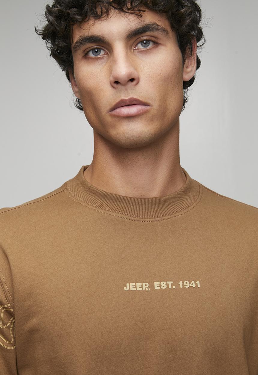 JEEP - Fleece Aop Crewneck  - Brown