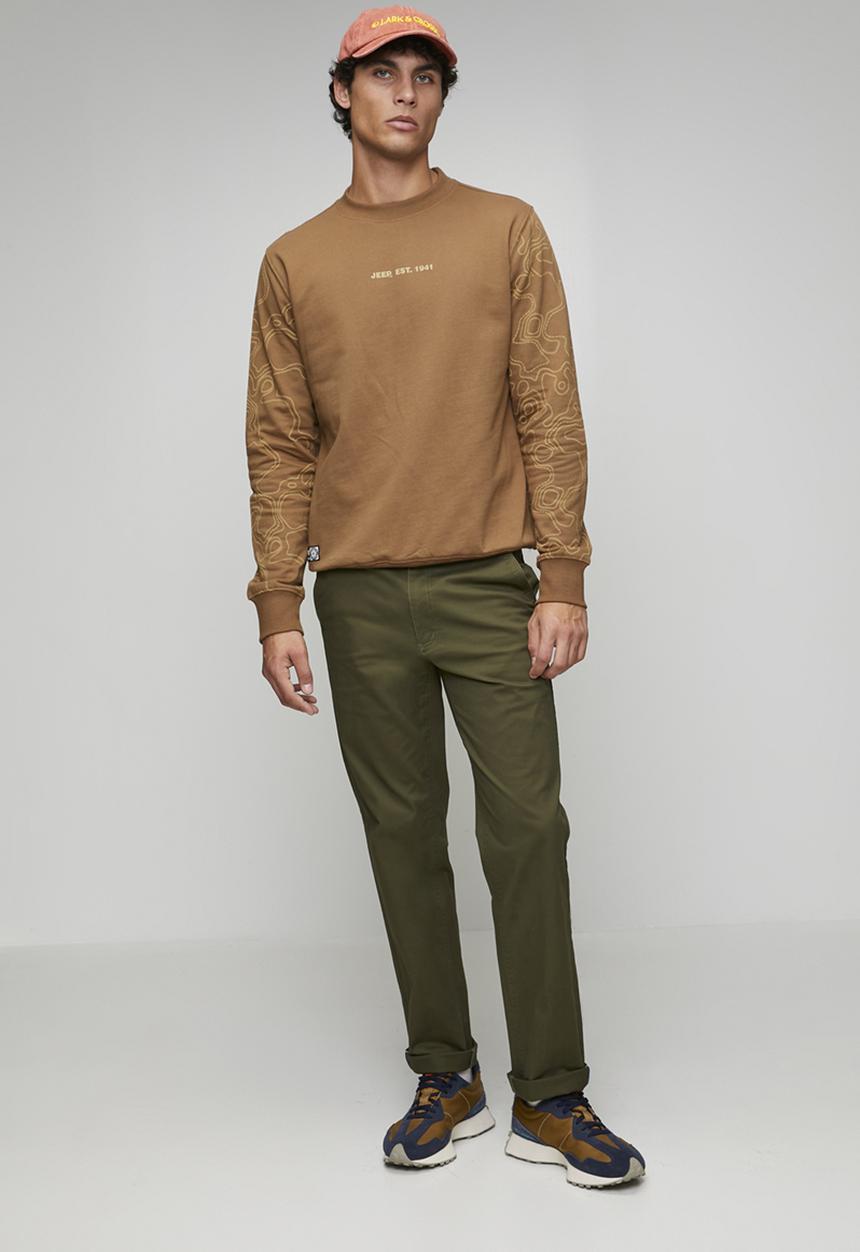 JEEP - Fleece Aop Crewneck  - Brown