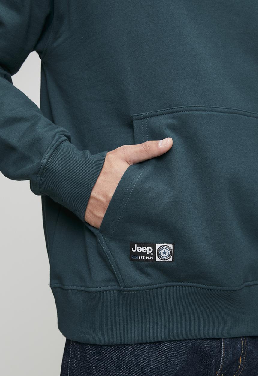 JEEP - Oversized Fleece Pullover Hoodie - Green