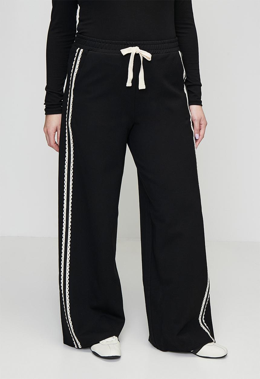 Me&B - Plus Contrast Ponti Pant - Black