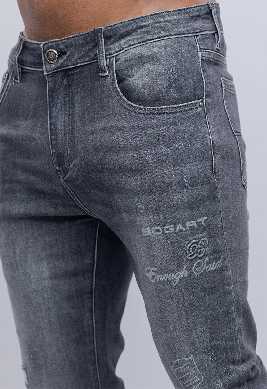 Bogart Man - Bogart enough said distressed denim - grey