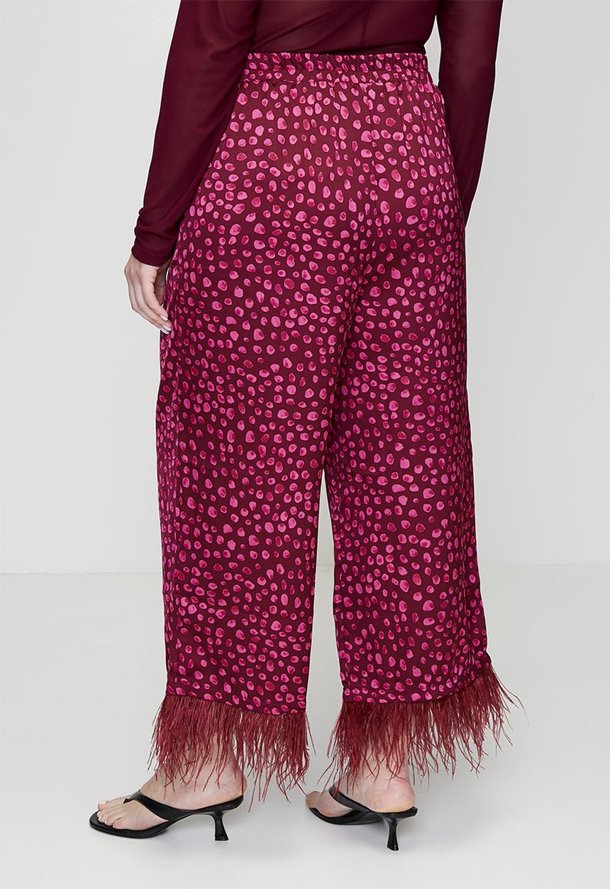 Me&B - Plus Sizzle Pants with Feather Trim - Pink
