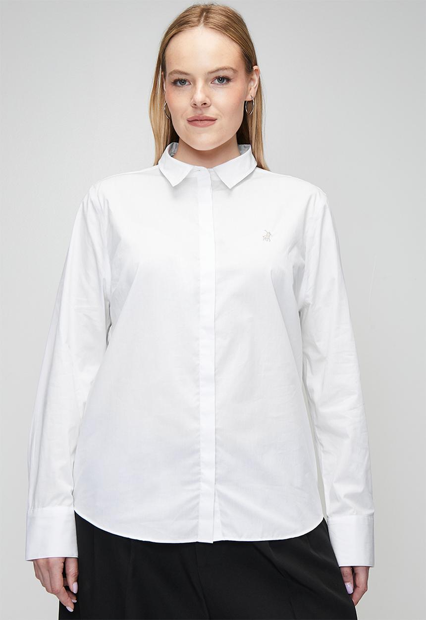 POLO - Plus wmn jamie ls shirt - white
