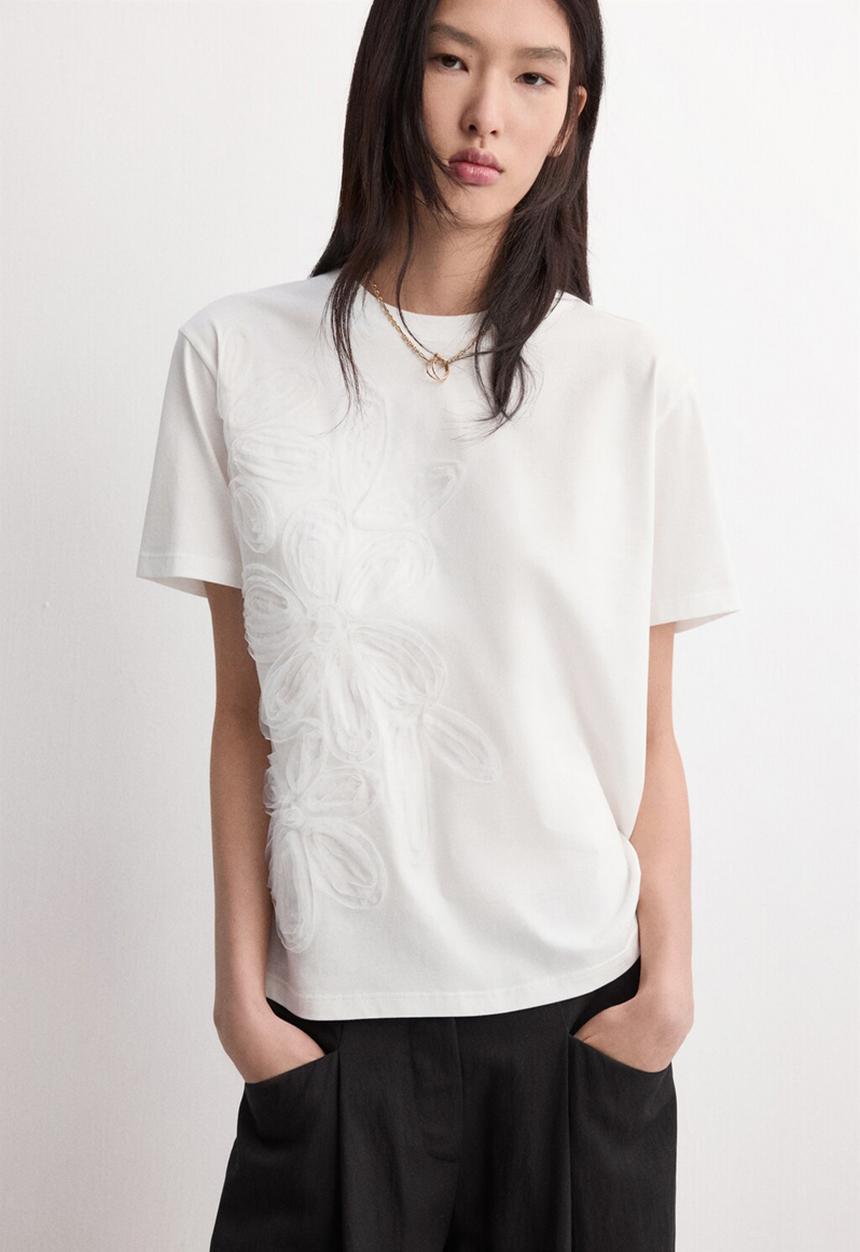 MANGO - T-shirt jazmin - natural
