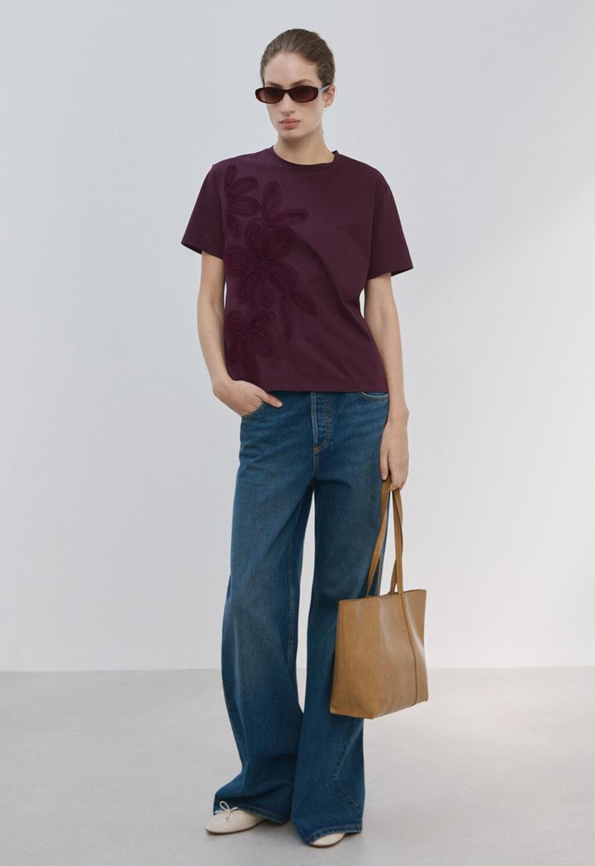 MANGO - T-shirt jazmin - dark red