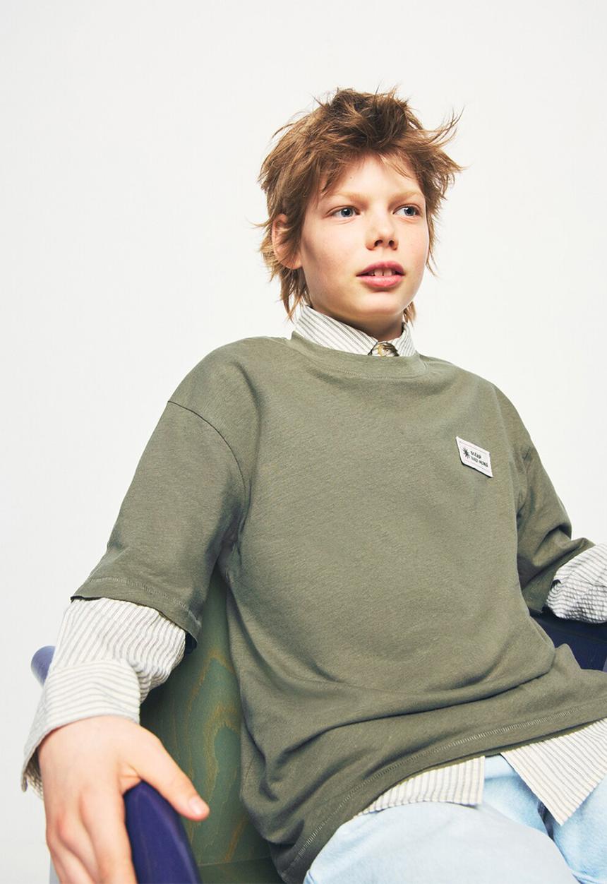 MANGO - T-Shirt Lino - Dark Green