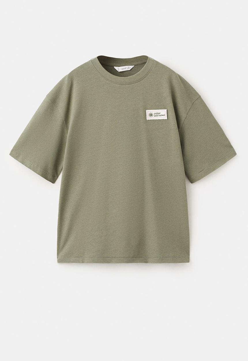 MANGO - T-Shirt Lino - Dark Green