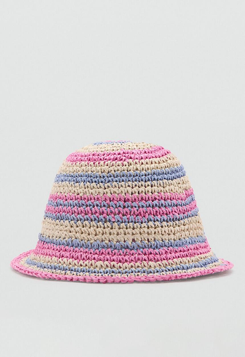 MANGO - Hat STRIPES - Light/Pastel Brown