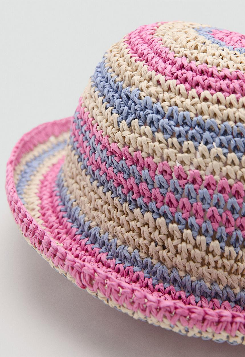 MANGO - Hat STRIPES - Light/Pastel Brown