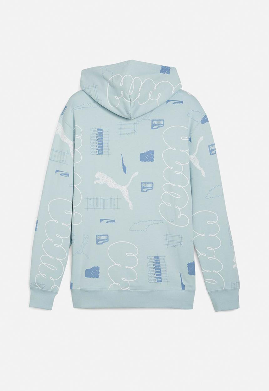 PUMA - Classics brand love aop Hoodie TR - Turquo