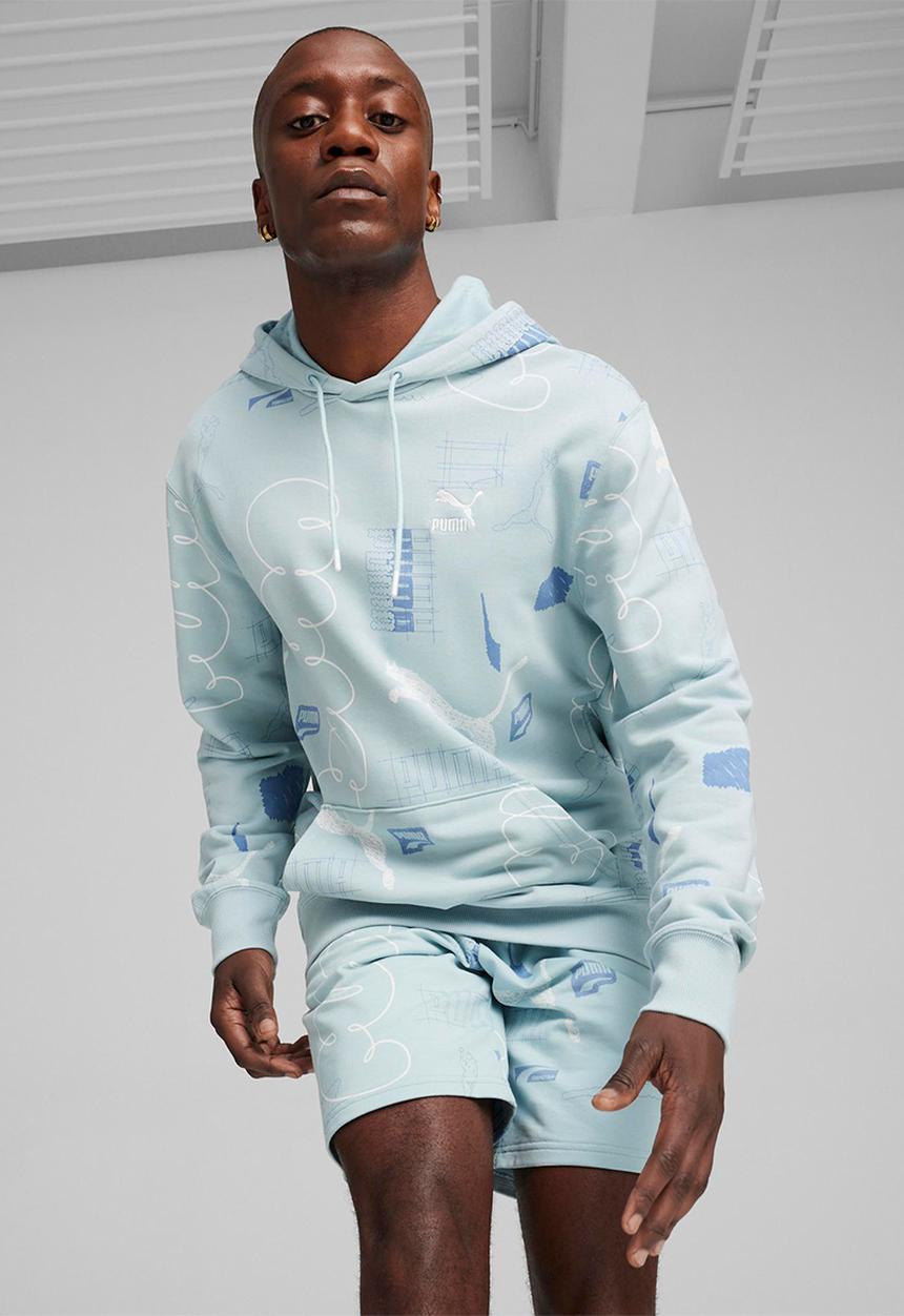PUMA - Classics brand love aop Hoodie TR - Turquo