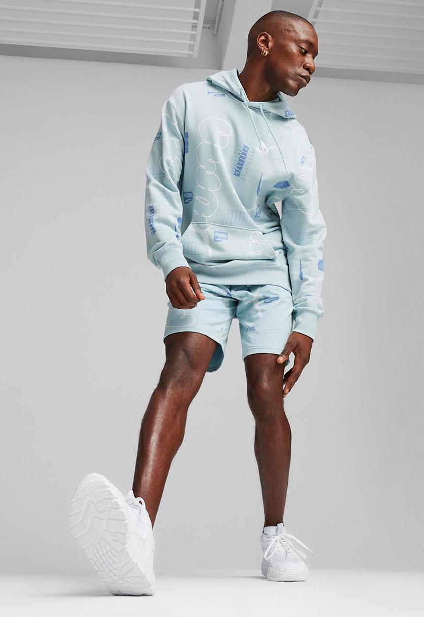 PUMA - Classics brand love aop Hoodie TR - Turquo