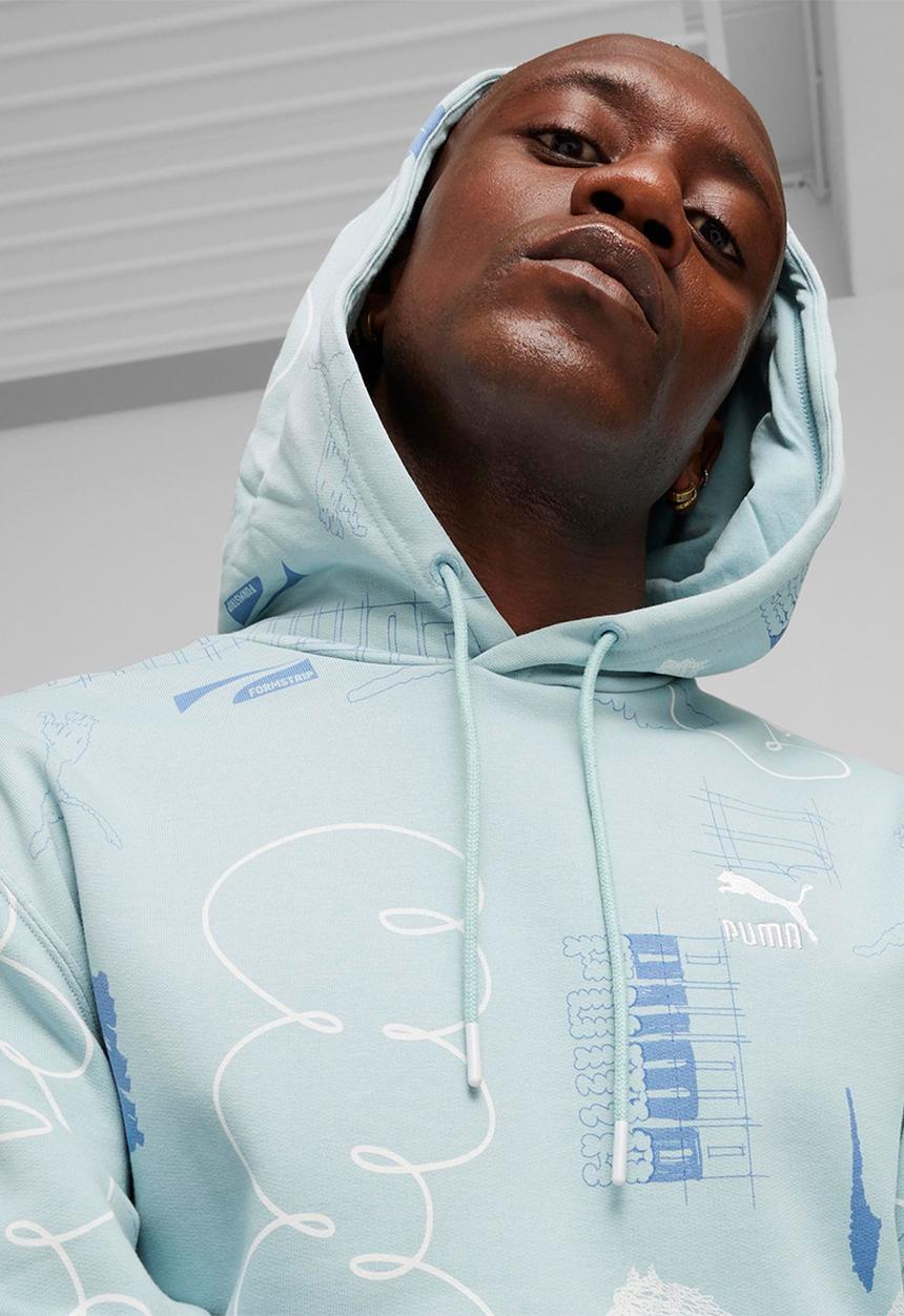 PUMA - Classics brand love aop Hoodie TR - Turquo
