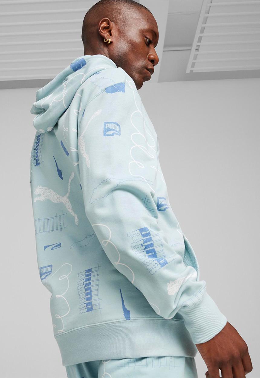 PUMA - Classics brand love aop Hoodie TR - Turquo