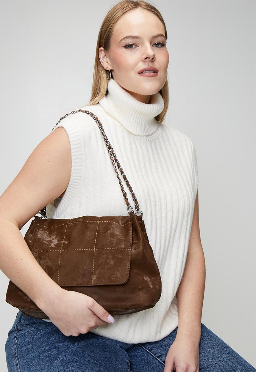 Tessa Design - Astrid Chain Handle Shoulder Bag - Brown