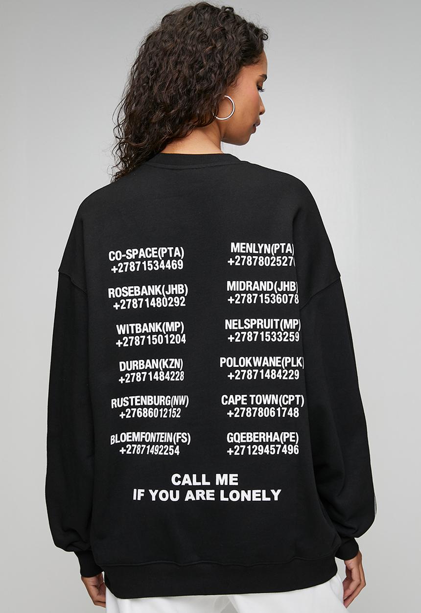 GALXBOY - CALL ME CREW NECK - BLACK